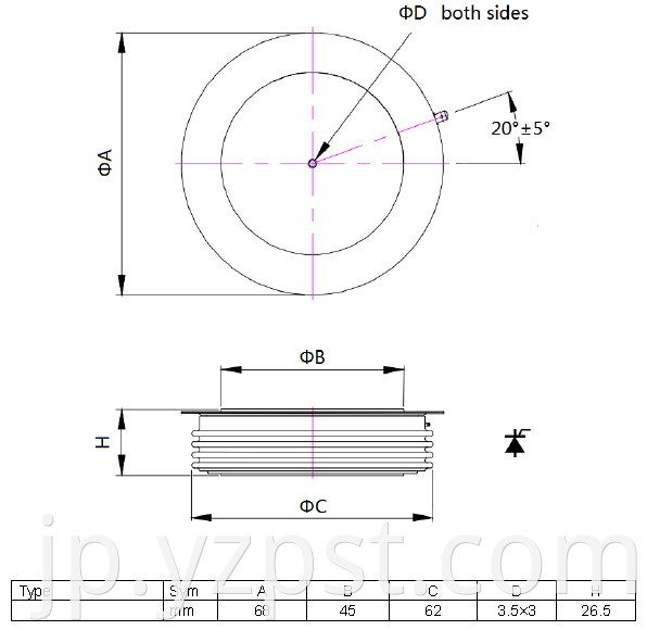 High Voltage Thyristor Control SCR kp1000A 6500V